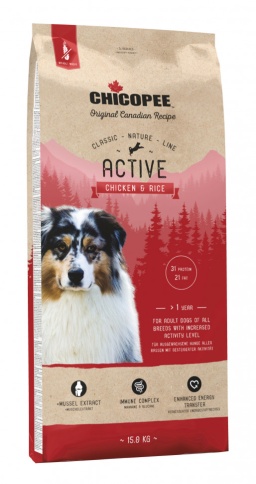Chicopee CNL Active Chicken & Rice сухой корм для активных собак всех пород с курицей и рисом - 15 кг фото 1