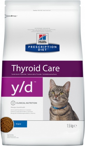 Hill's Prescription Diet y/d Thyroid Care корм для кошек диета для поддержания здоровья щитовидной железы 1,5 кг фото 1