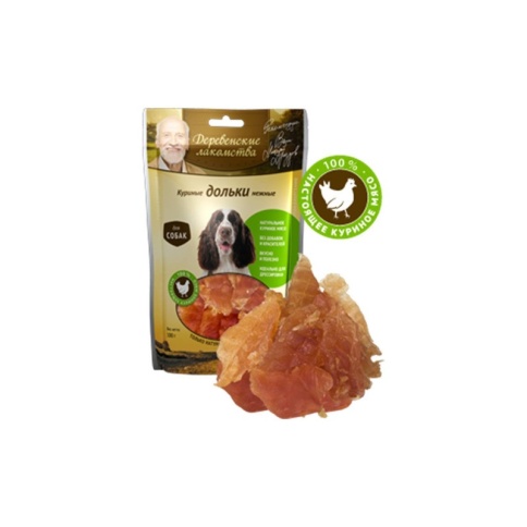 ДЕРЕВЕНСКИЕ ЛАКОМСТВА 100 % Мяса Куриные дольки нежные для собак 90 гр фото 2