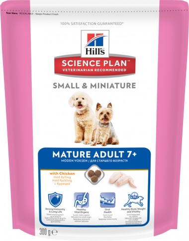 Hill's Science Plan Small & Miniature сухой корм для собак мелких и миниатюрных пород старше 7 лет с курицей - 300 гр фото 1