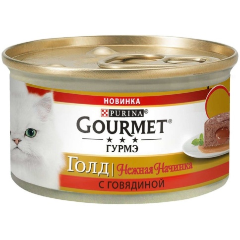 Влажный корм Gourmet Gold Нежная начинка для взрослых кошек с говядиной - 85 г фото 2