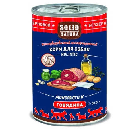 Solid Natura Holistic с говядиной для собак 340 г фото 2