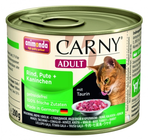 Animonda Консервы Carny Adult с индейкой и кроликом для взрослых кошек всех пород - 200 г фото 1