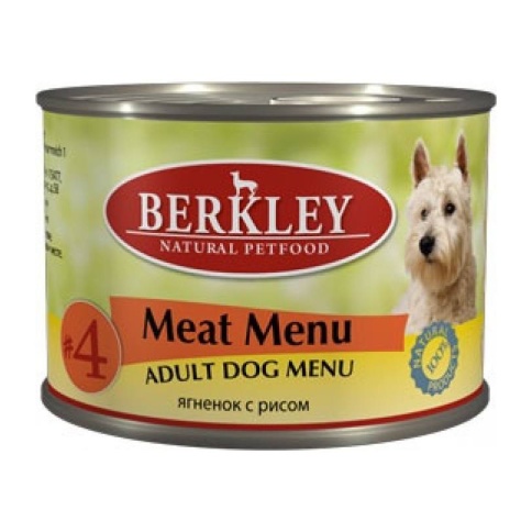 Berkley Adult Dog Menu Meat Menu № 4 паштет с натуральным мясом ягнёнка с рисом, оливковым маслом и ароматным бульоном - 200 г фото 1