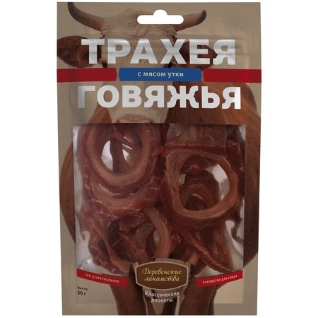 Деревенские лакомства Трахея говяжья с мясом утки - 50 г фото 1
