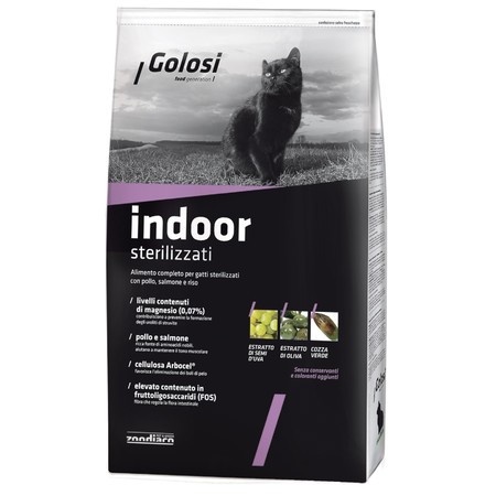 Golosi Cat Adult Indoor Sterilised сухой корм для стерилизованных кошек с курицей и лососем - 7,5 кг фото 1