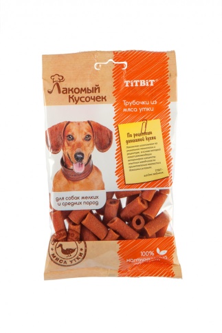 Titbit Лакомство Лакомый кусочек Трубочки из мяса утки - 80 г фото 1