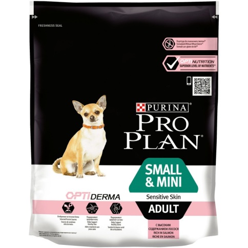 Purina Pro Plan сухой корм для взрослых собак мелких и карликовых пород с чувствительной кожей с лососем и рисом - 700 гр фото 2