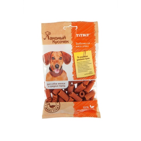 Titbit Лакомство Лакомый кусочек Трубочки из мяса утки - 80 г фото 2