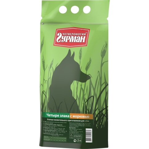 Каша для собак Четвероногий гурман 4 злака с морковью - 3 кг фото 1