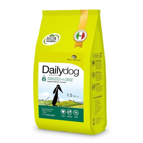 Сухой корм Dailydog Puppy Small Breed Chicken and Rice для щенков мелких и миниатюрных пород с курицей и рисом 1.5 кг фото 2