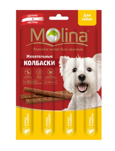 Molina Жевательные колбаски для собак с курицей и индейкой 20 г фото 1
