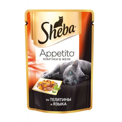 Sheba "Appetito" паучи в форме ломтиков телятины и языка в желе для взрослых кошек - 85 г фото 2