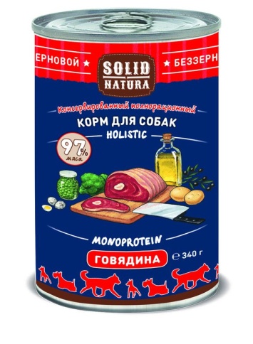 Solid Natura Holistic с говядиной для собак 340 г фото 1