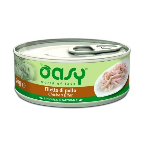 Oasy Wet cat Specialita Naturali Chicken дополнительное питание для кошек с курицей в консервах - 70 г (1 шт) фото 1