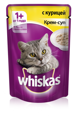 Whiskas крем-суп с курицей 1+ 85 г фото 1