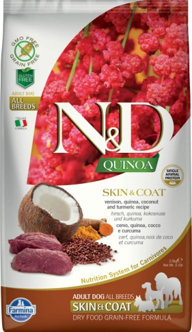 Farmina N&D Dog Grain Free quinoa skin & coat venison корм для собак здоровая кожа и шерсть с олениной и киноа 2,5 кг фото 1