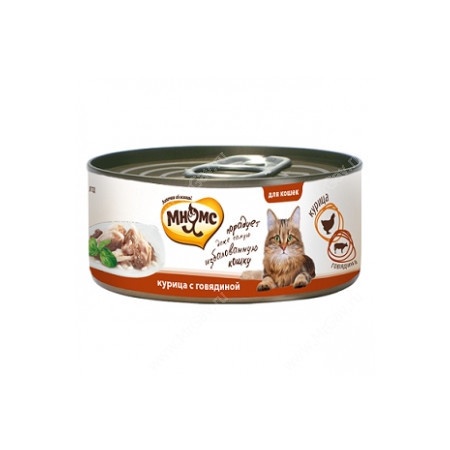 Мнямс консервы Курица с говядиной в нежном желе для кошек - 70 г фото 1