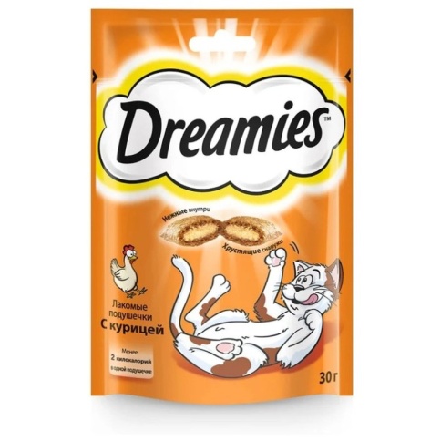 Dreamies лакомые подушечки для кошек с курицей 30 г фото 2