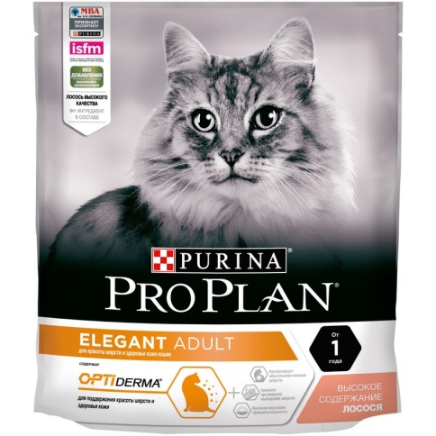 Pro Plan Cat Adult Elegant сухой корм для взрослых кошек для кожи и шерсти с лососем - 400 г фото 2