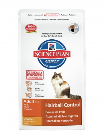 Hill's Science Plan Hairball Control сухой корм для взрослых кошек для выведения шерсти с курицей - 1.5 кг фото 1