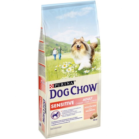 Purina Dog Chow Sensitive для собак с чувствительным пищеварением с лососем - 14 кг фото 1