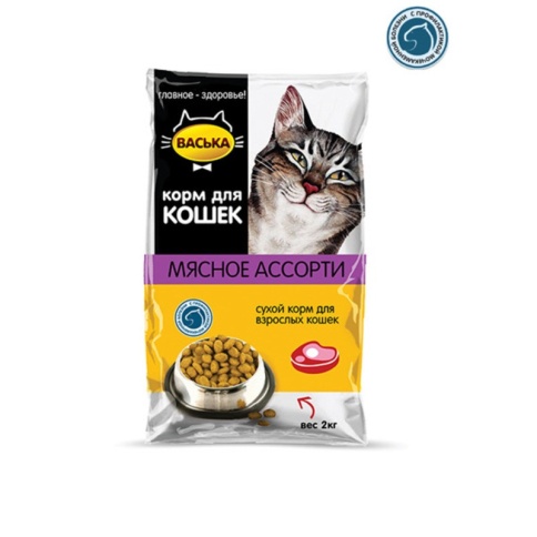 Васька сухой корм для кошек для профилактики МКБ мясное ассорти - 2 кг фото 2
