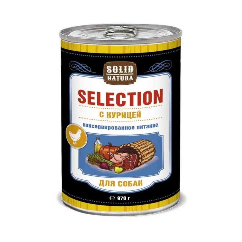 Solid Natura Selection Курица влажный корм для собак в жестяной банке 970 г фото 1