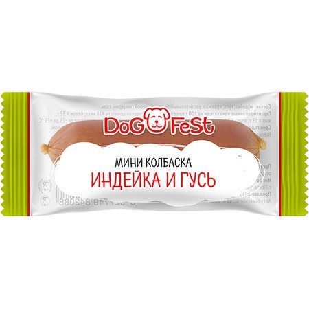 Лакомство Dog Fest мини-колбаска из индейки и гуся для собак - 6 г фото 1