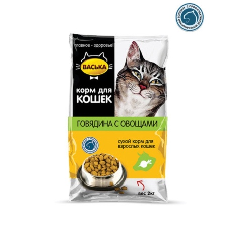 Васька сухой корм для кошек для профилактики МКБ с говядиной и овощами - 2 кг фото 2