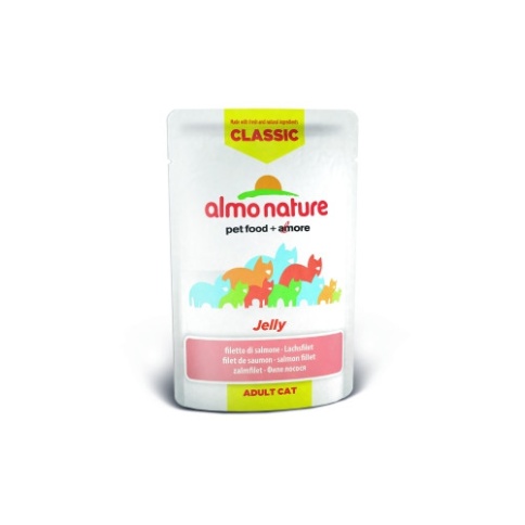 Almo Nature Classic Adult Cat Nature Jelly Salmon паучи с лососем в желе для взрослых кошек - 55 г фото 1