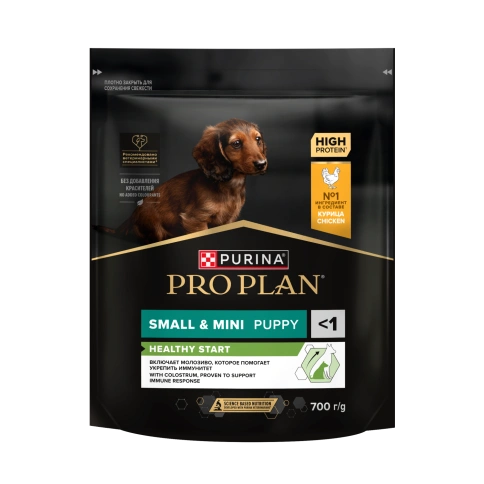 Сухой корм Purina Pro Plan Small & Mini Puppy Healthy Start для щенков мелких и карликовых пород, курица и рис, 700 г фото 1