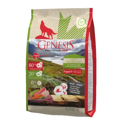 Genesis Pure Canada Green Highland Puppy для щенков, юниоров, беременных и кормящих взрослых собак всех пород с курицей, козой и ягненком 907 гр фото 2