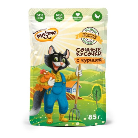 Мнямс Кот Федор влажный корм для взрослых кошек с курицей "Фермерская ярмарка" - 85 г фото 1