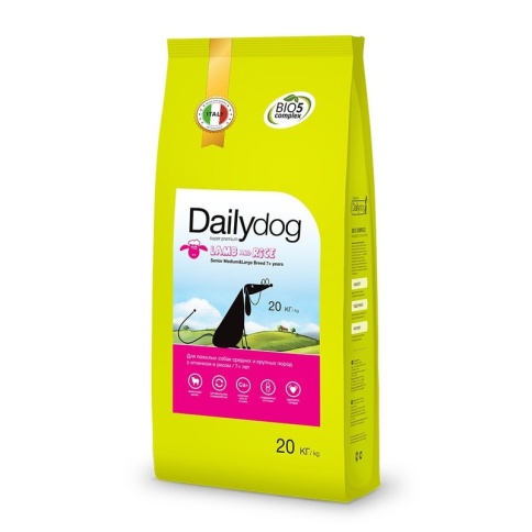 Сухой корм Dailydog Senior Medium Large Breed Lamb and Rice для пожилых собак средних и крупных пород с ягненком и рисом 20 кг фото 1