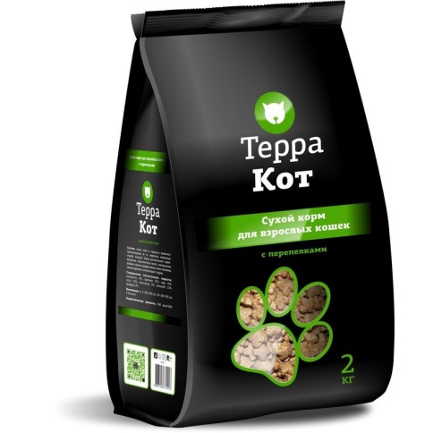 Терра Кот сухой корм для взрослых кошек всех пород с перепелками - 2 кг фото 1
