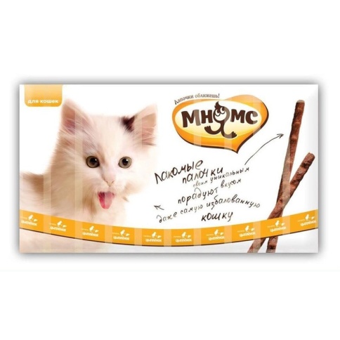 Мнямс лакомые палочки для кошек с цыпленком и печенью 13,5 см - 5 г (1 шт) фото 1