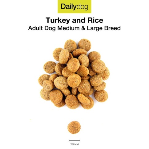 Сухой корм Dailydog Adult Medium Large Breed Low Calorie Turkey and Rice для собак средних и крупных пород с индейкой и рисом 12 кг фото 1