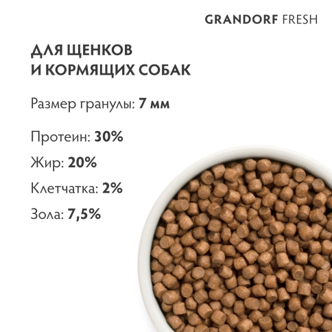 Сухой корм Grandorf Fresh Dog для щенков всех пород беременных и кормящих собак беззерновой ягненок с бататом 10 кг фото 9