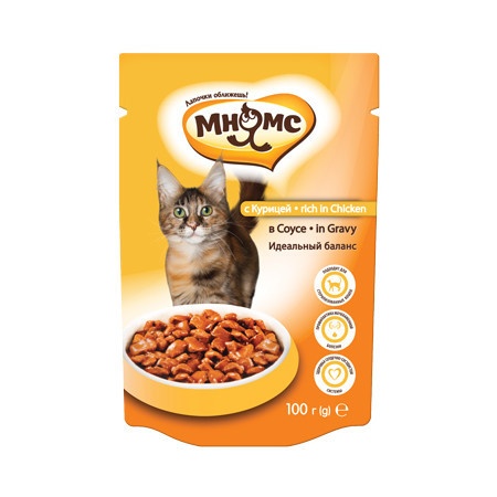 Мнямс паучи Идеальный баланс с курицей в соусе для взрослых кошек - 100 г фото 1