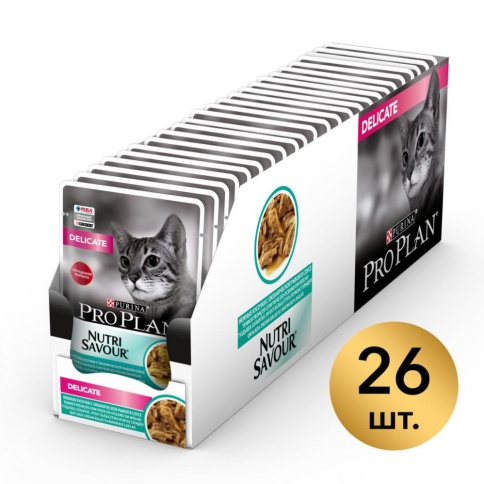Влажный корм Purina Pro Plan Delicate для взрослых кошек с чувствительным пищеварением с океанической рыбой в соусе - 85 г фото 2