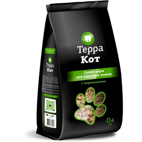 Терра Кот сухой корм для взрослых кошек всех пород с перепелками - 400 г фото 1