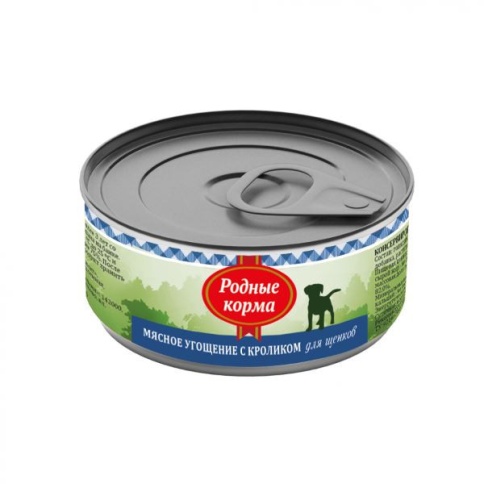 Родные корма Мясное угощение с Кроликом консервы для щенков 100 г фото 1