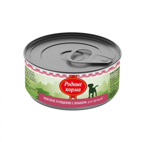 Родные корма Мясное угощение с Языком консервы для щенков 100 г фото 1