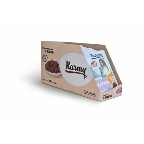 Karmy Kitten влажный корм для котят до 1 года, беременных и кормящих кошек c курицей в желе - 80 г фото 1