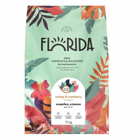 Florida cухой корм для котят с индейкой и клюквой 12 кг фото 1