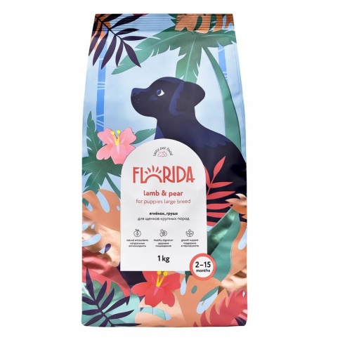 Florida сухой корм для щенков крупных пород с ягненком и грушей 3 кг фото 1