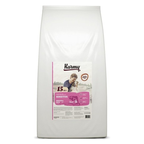 Сухой корм Karmy Sensetive Medium & Maxi для взрослых собак средних и крупных пород с чувствительным пищеварением с лососем 2 кг фото 1