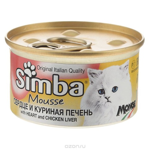 Simba Cat консервы для кошек паштет сердце и куриная печень 85 г фото 1
