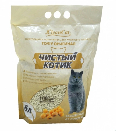 Комкующийся наполнитель Чистый Котик Тофу Оригинал, 6 л фото 1